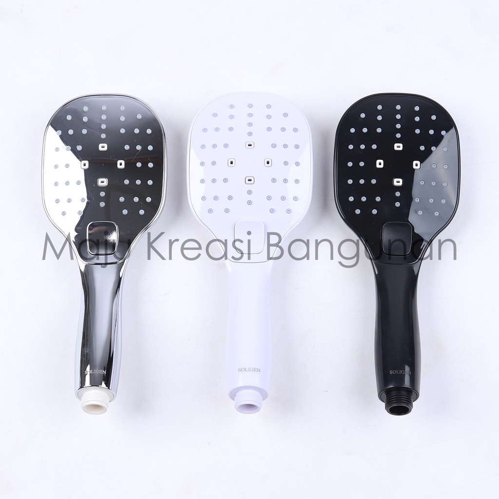 Hand Shower SOLIGEN A302 PVC ABS Chrome Hitam Putih Kamar Mandi Tipe A 302 Kepala Toilet Selang Fleksibel Flexible