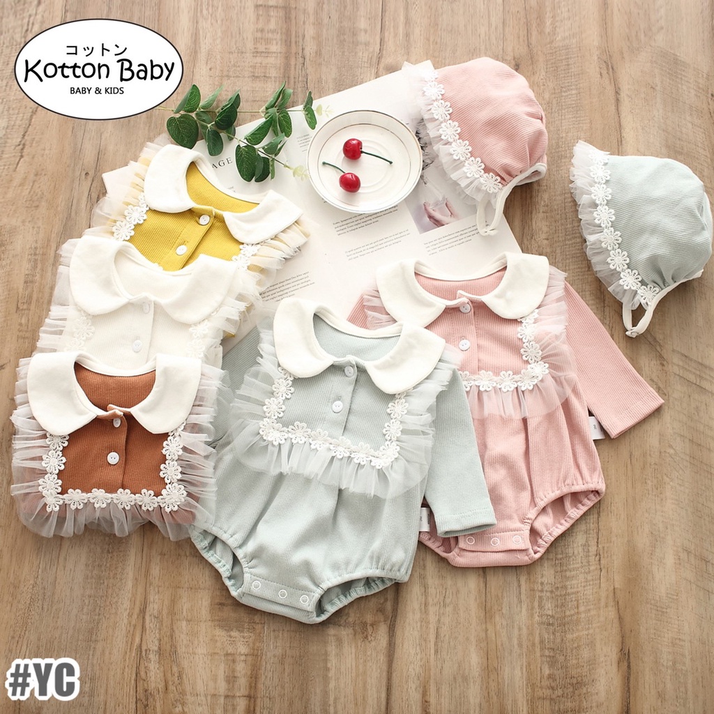 (free topi) 0-18bln JUMPER RUFFLE BASIC BAYI | JUMPSUIT ROMPER BAJU PAKAIAN ANAK catalog YQER YC