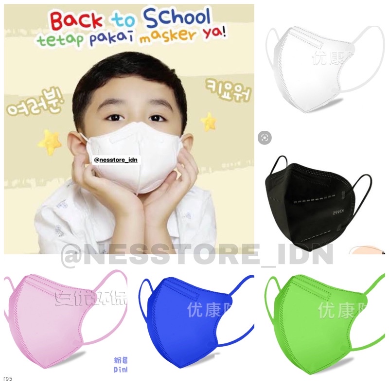 Masker Anak KN95 Polos Isi 10 Pcs