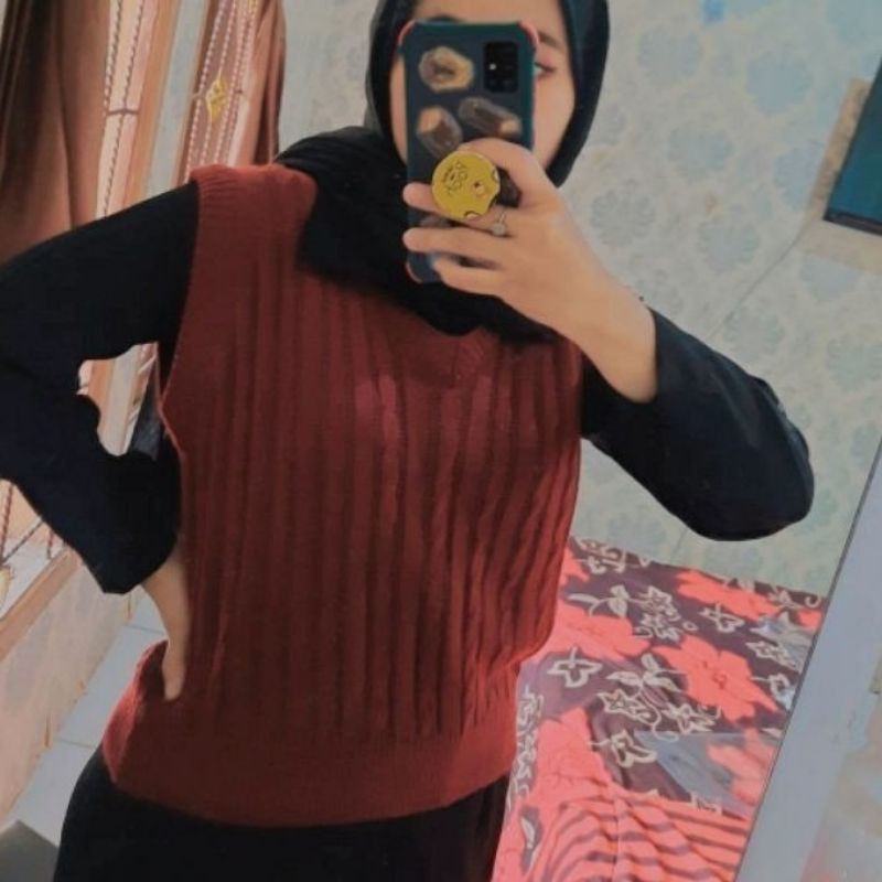 VEST ROMPI CABLE/BAJU WANITA PREMIUM/RAJUT TEBAL OUTERWEAR