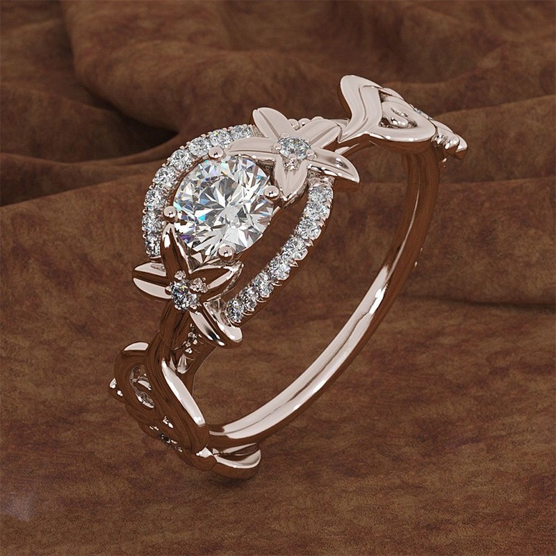 Cincin Emas 18k Desain Bunga