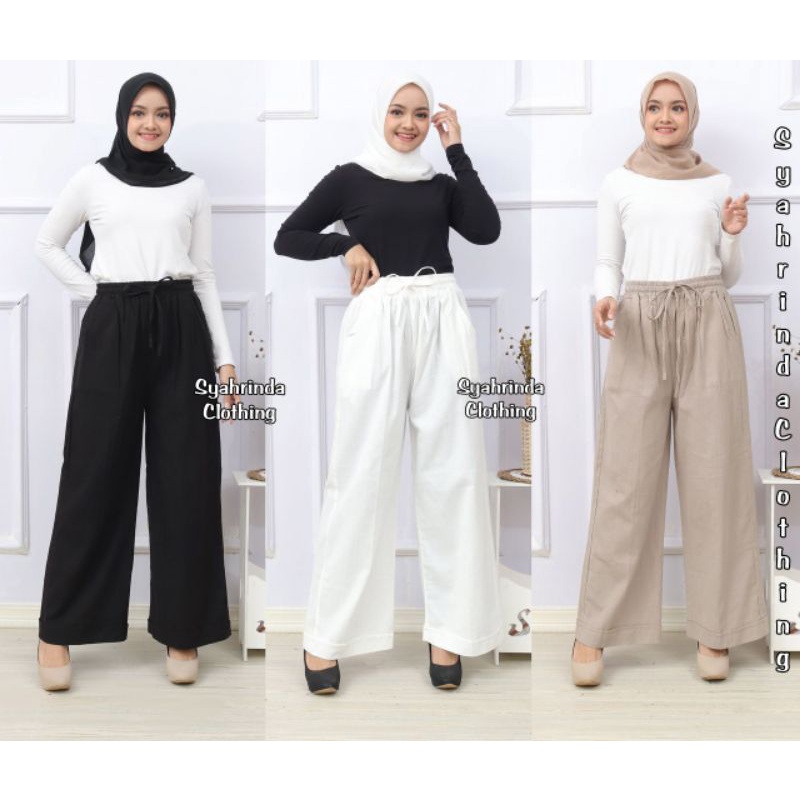 Celana Kulot Linen Cullote Basic Katun Premium Import