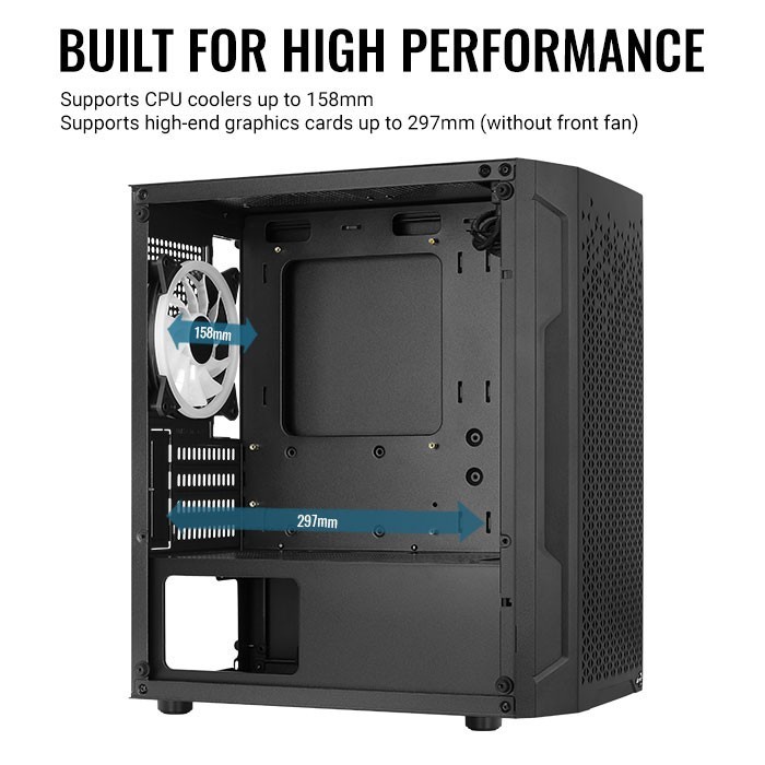 Case Aerocool Trinity Mini FRGB Black V2 | mATX | 3X RGB FAN