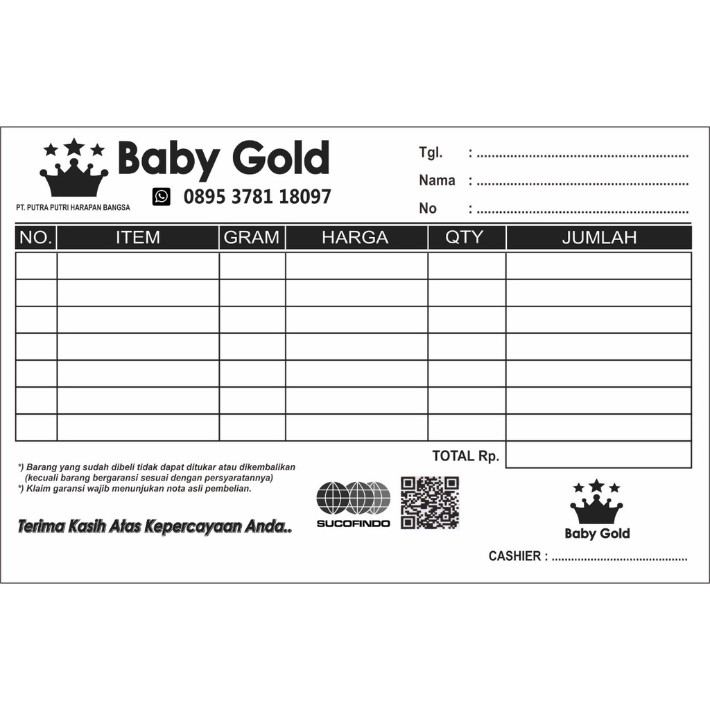 (GARANSI TERMURAH) Baby Gold Mini Gold Emas 0.002 Gram-Nota Tambahan
