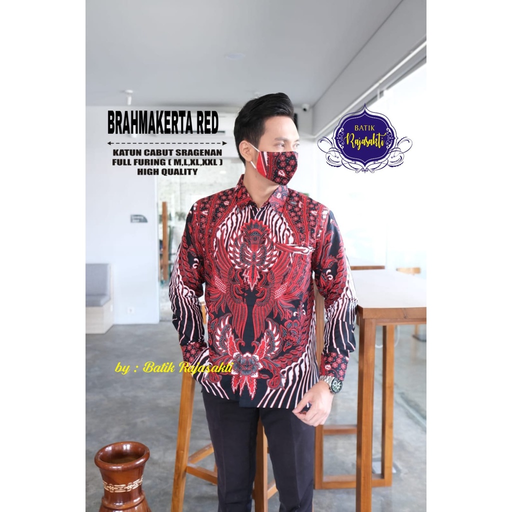 BRAHMAKERTA RED RAJASAKTI KEMEJA BATIK SOLO PRIA LENGAN PANJANG PENDEK LAPIS FURING ATASAN PREMIUM MODERN KATUN HALUS DAVINAH 2 HANA MEWAH PANCASILA RED LOVENO DAVINAH MERAK JOGET BEKISAR BLUE 2 SADAJIWO TWO ABHICANDRA LAWASAN ABISEKA ADHIMUKTI AFZAM