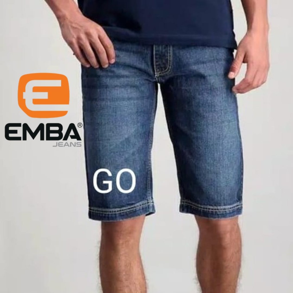 gof EMBA CELANA JEANS Pakaian Pria Celana Pendek Jeans Bermuda Casual Reguler Fit Slimfit Original