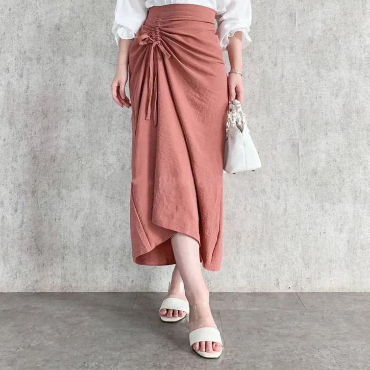 ROK CRINKLE SERUT /ROK SERUT BAHAN CRINKE / ROK SERUT SAMPING PANJANG / ROK TALI SERUT KOREA / ROK S