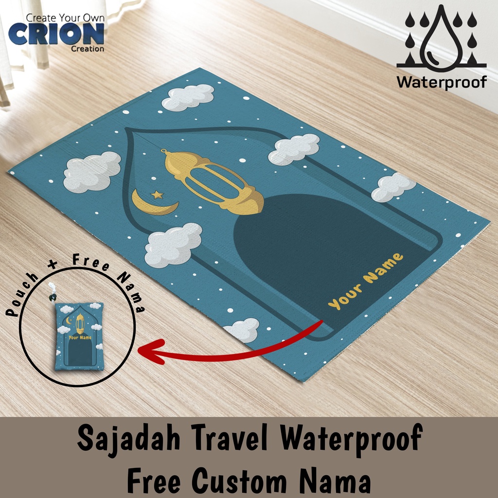 Sajadah Travel Waterproof Anak / Custom Nama / Mosque - By Crion