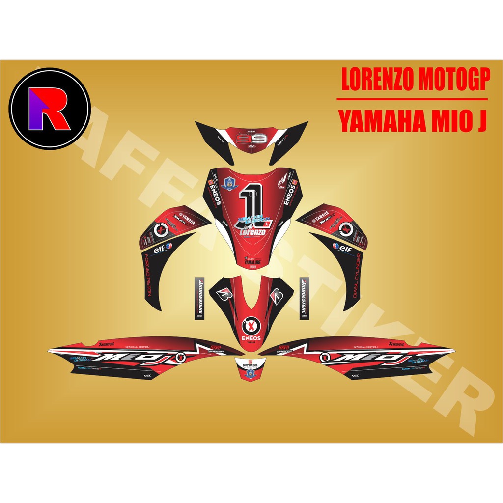 Decal Sticker Fullbody YAMAHA MIO J HITAM-PUTIH-MERAH