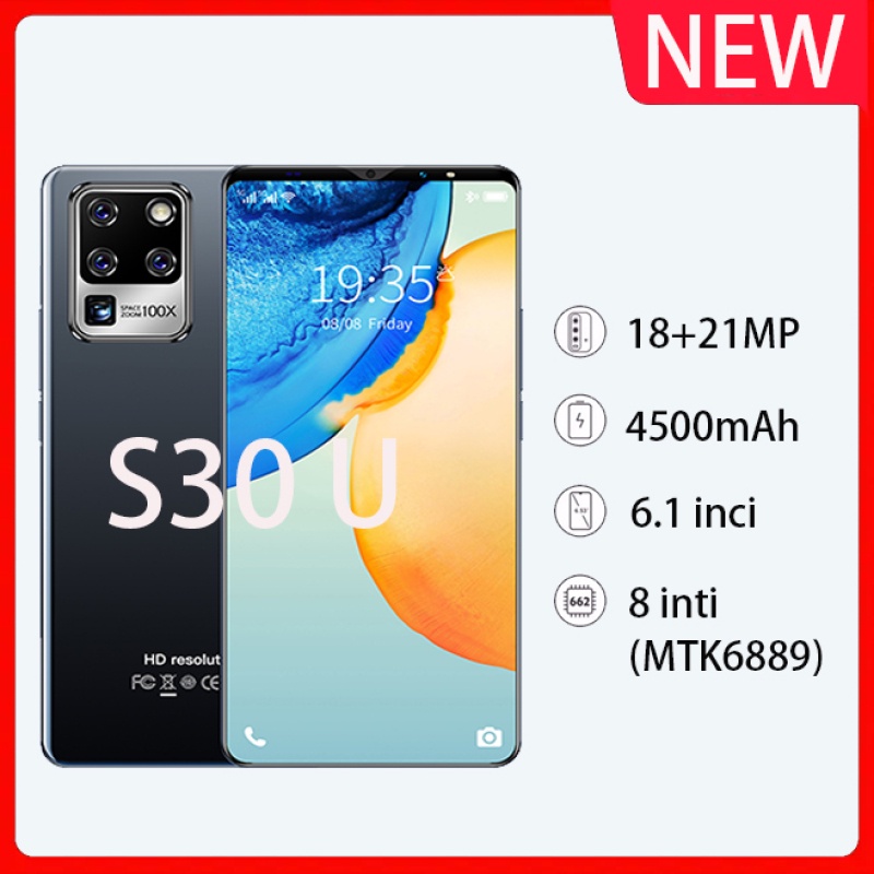 【Promosi ponsel asli】 Galaxy S30U 6.1Inci Android Smartphone 48MP Kamera Kartu SIM Ganda 4500MAh 5G Handphone/Google/WiFi/Ponsel Game