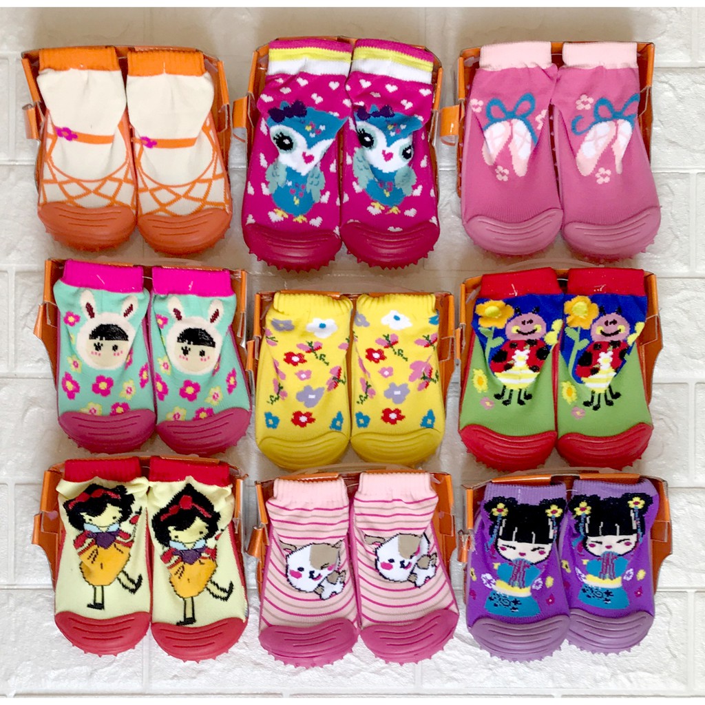 BAYIe - Skidder Sepatu Bayi / Anak Sepatu Karet / Sepatu Anti Slip / Skider motif GIRL CEWEK RANDOM