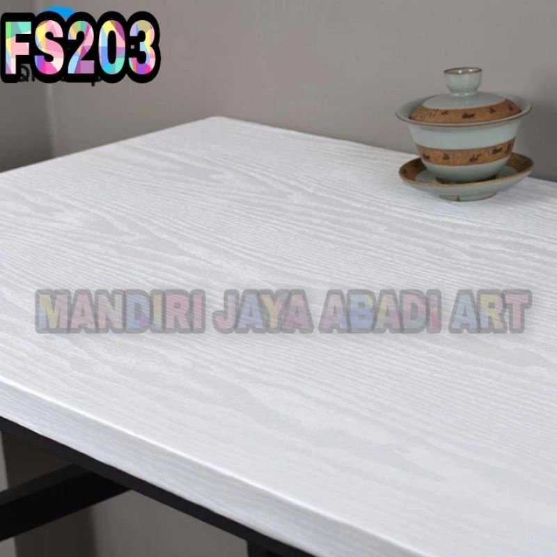 Wallpaper Stiker Lemari Sticker Meja Kayu Kitchen Set Dinding Dapur Putih Gloss Glossy dan Motif Serat Kayu Ukuran Lebar 122Cm