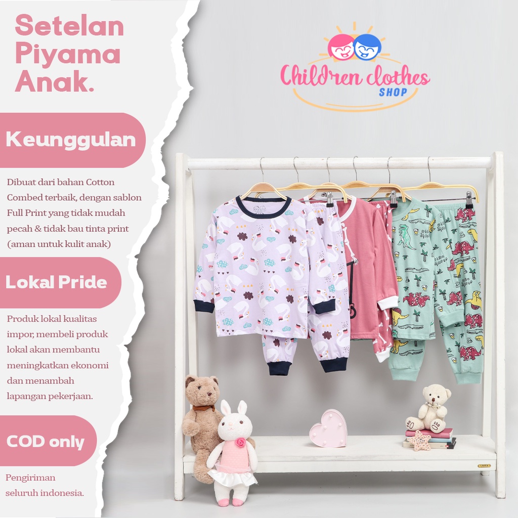 BAJU TIDUR ANAK PEREMPUAN LAKI LAKI PIYAMA LENGAN PANJANG ANAK PEREMPUAN LAKI LAKI UMUR USIA 0 - 7th