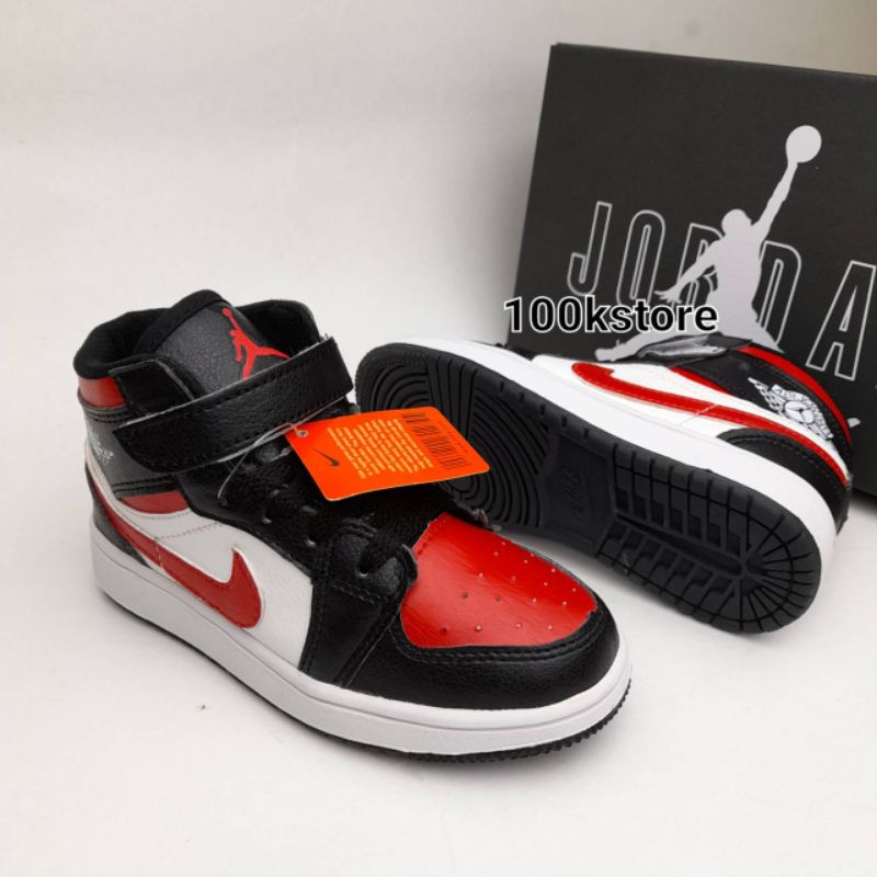 Sepatu Anak Nike Air Jordan anak laki laki black red size 21-35 real pict