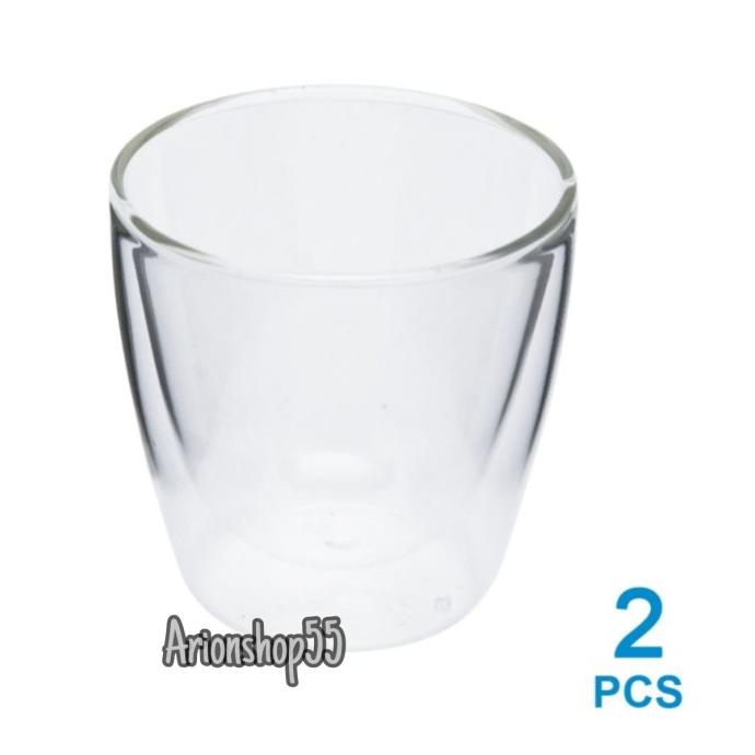 ,,,,,,,] Set 2 Pcs Gelas Double Wall Delicia 160 Ml