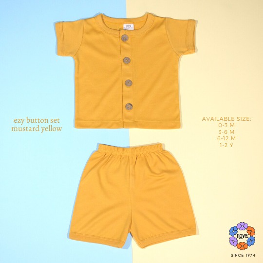 NOVA Ezy Button Set Polos Nature Series / Setelan Baju Bayi