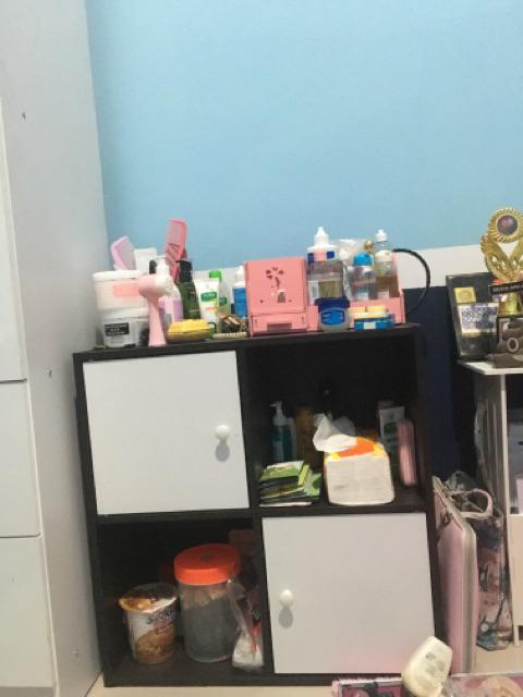 Rak Lemari Buku Pajangan Tv Serbaguna 4 Kotak Minimalis Kayu Dapur