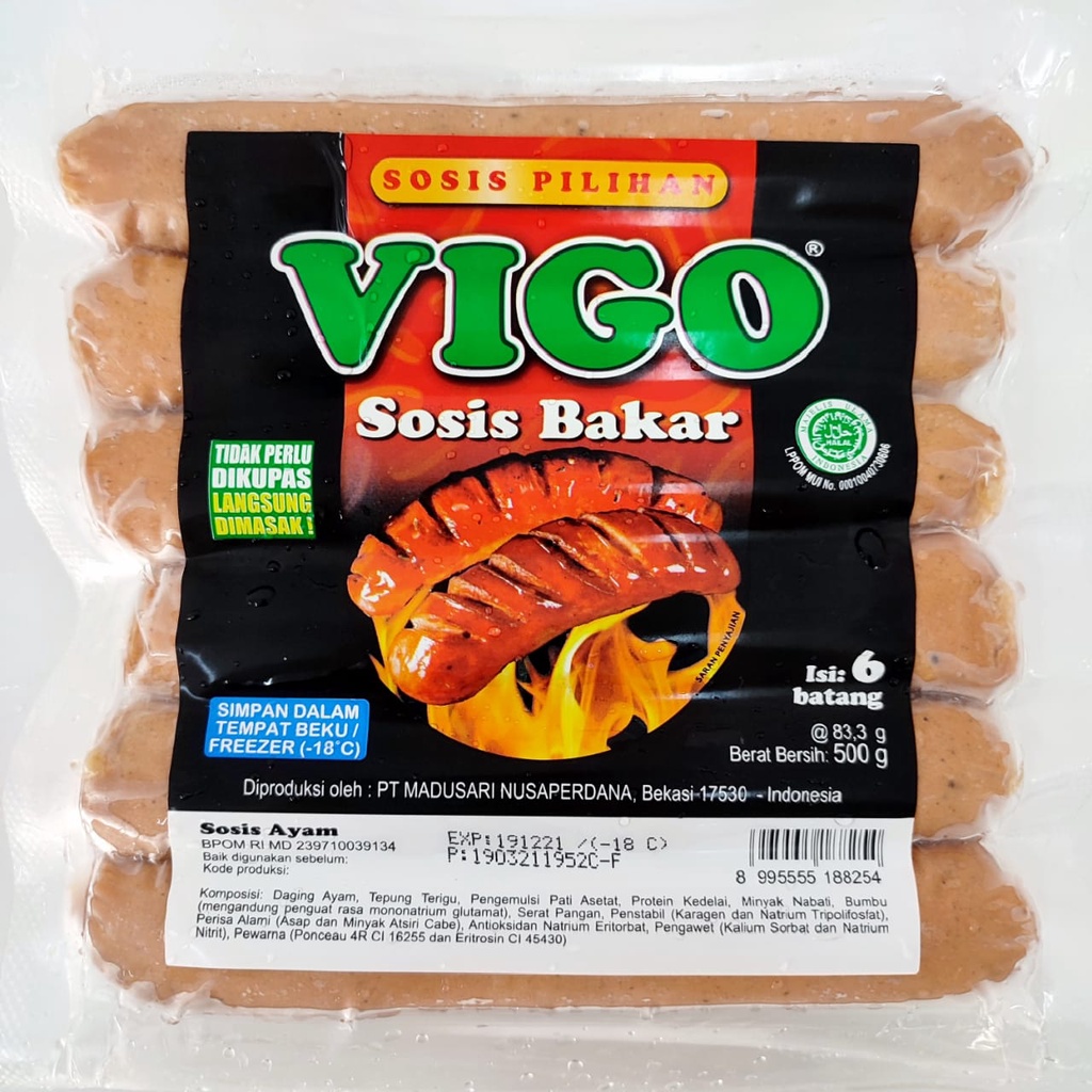 Jual Vigo Sosis Ayam Bakar Original 500gr Isi 6 Pcs Shopee Indonesia