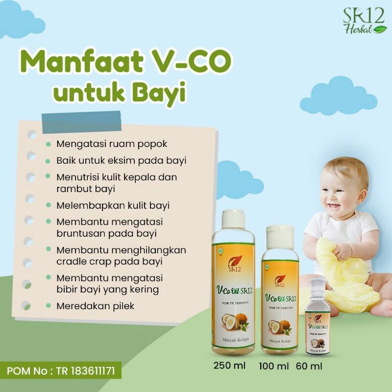 VCO SR12 Untuk Ruam Popok/ Minyak Bayi/ Biang Keringat/ Minyak Kelapa Untuk Bayi / Minyak Melebatkan