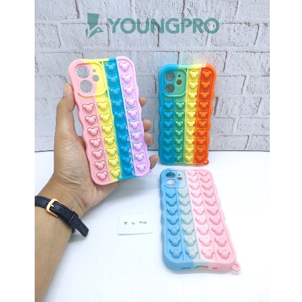 Silicone Case Pop It IPhone 12 Mini - Case Penghilang Stress Rainbow