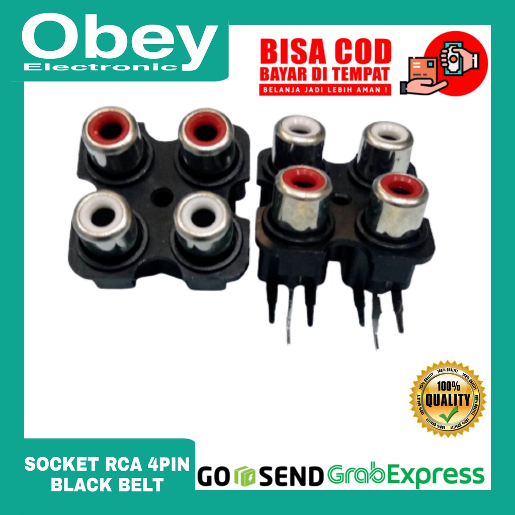 Socket RCA 4 Pin Black Bell