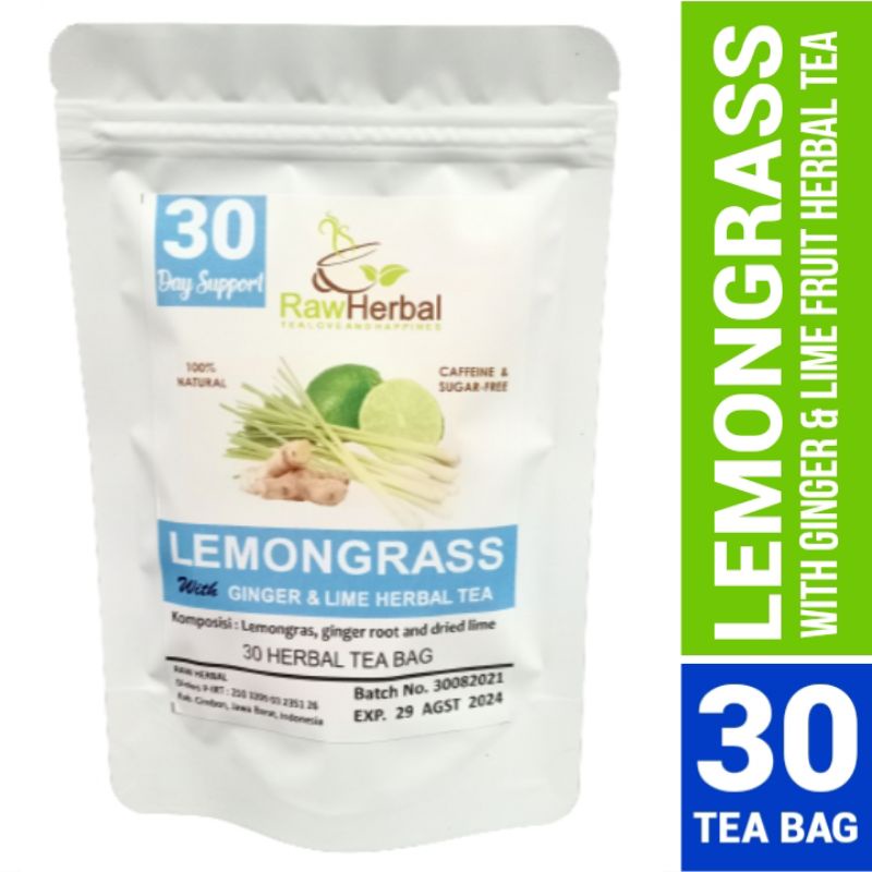 Lemongrass Ginger Lime Tea : Teh Serai, Jahe &amp; Jeruk Nipis - 30 Tea Bag