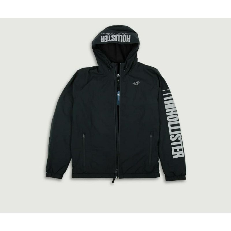 Jaket Hoodie HOLLISTER Fleece Lined Jacket Black Original