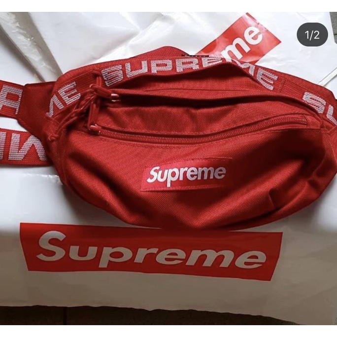 Barang Berkualitas SUPREME Waistbag SS18 Red DISKON