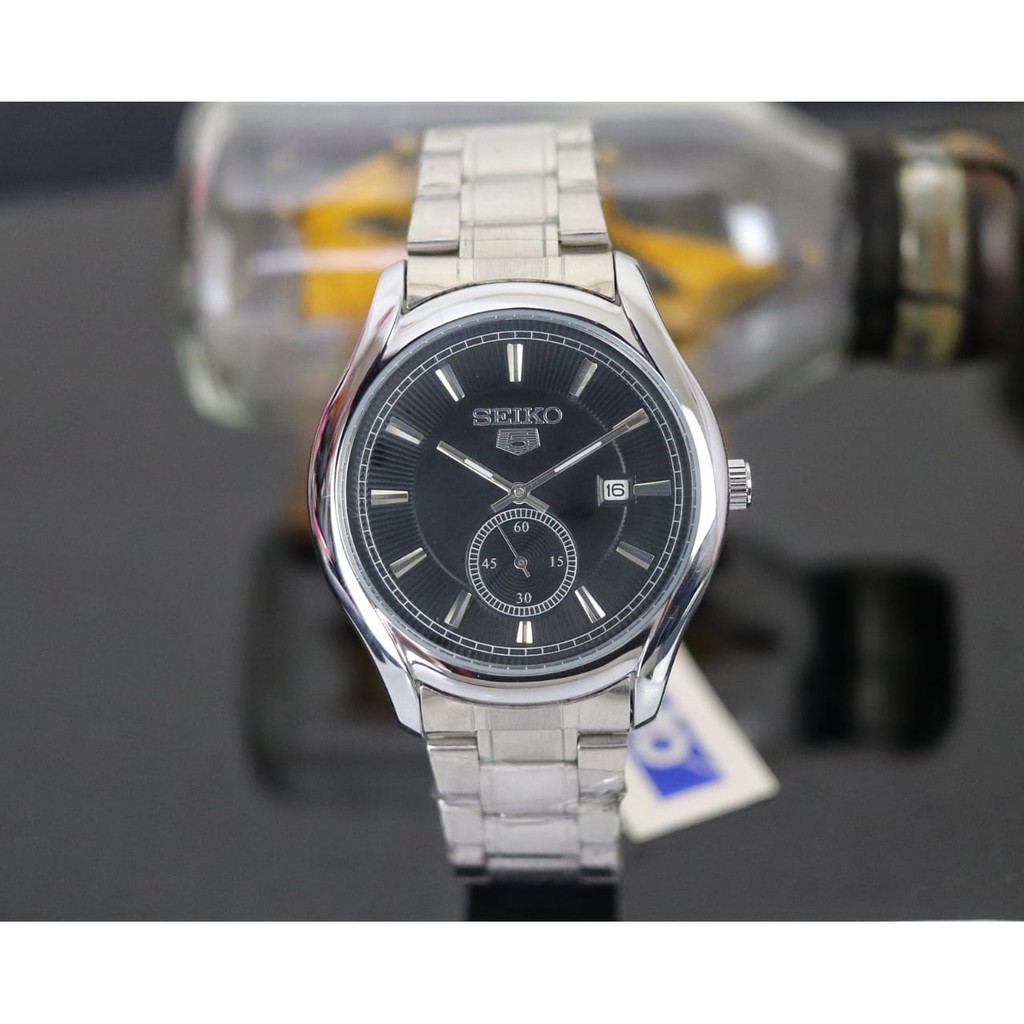 Jam Tangan Pria Seiko Angak Romawi Tanggal Aktif Stainless Steel