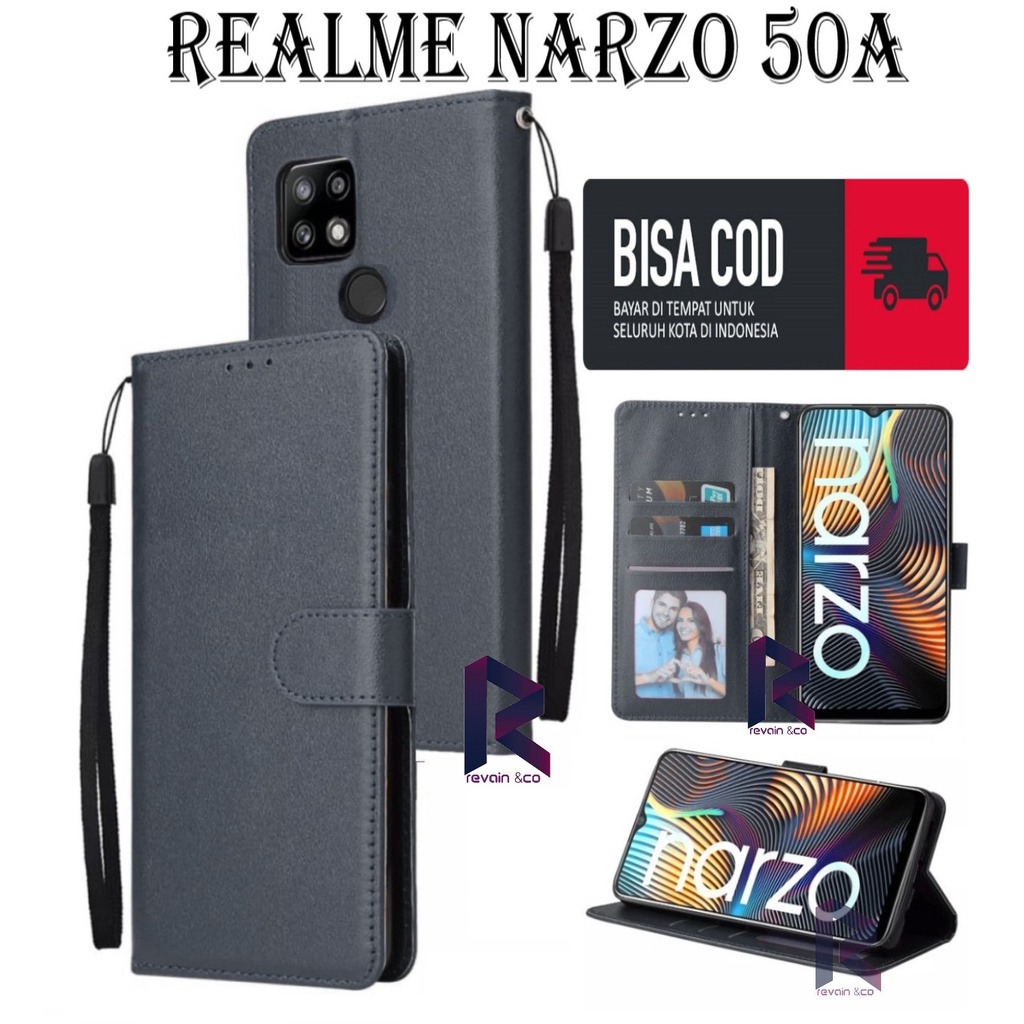 NEW REALME NARZO 50A CASE FLIP WALLET LEATHER KULIT PREMIUM SARUNG BUKA TUTUP FLIP CASE REALME NARZO 50A