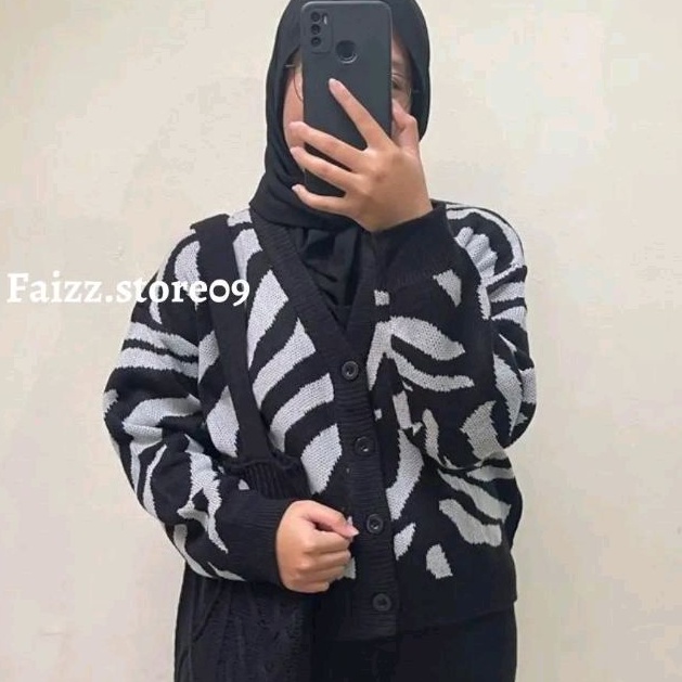 CARDIGAN RAJUT MOTIF Zebra | OUTER OUTWEAR KNIT PREMIUM MOTIF