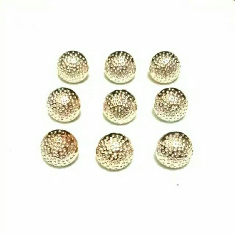 Isi 120 pcs Diameter 9 - 11 mm - Kancing Baju Jamur Emas Corak Bintik Timbul - Kancing Emas