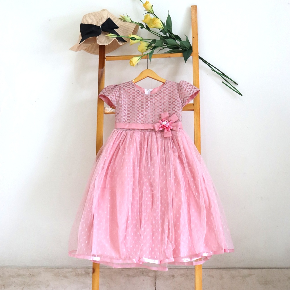 DRESS ANAK BRUKAT PITA IMPORT A2049