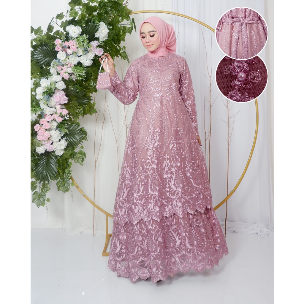 Gamis tingkat busui friendly | Gamis pesta | Gamis maxi Dress brukat jumbo SIZE M L XL XXL