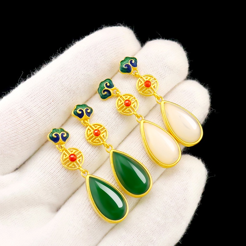 Anting Panjang Emas Asli Kadar 375Gaya Retro Korea Untuk Wanita