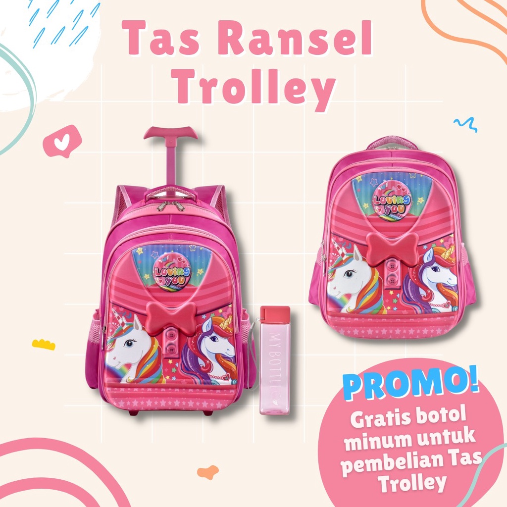 Tas Sekolah Cartoon 1216 Girls 16 Inch Tas Anak Cewek Ransel Sekolah (Frozen,LOL,Sofia,&amp;Unicorn)