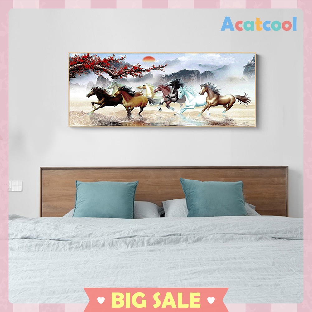 100x50cm Nine Running Horses Diamond Painting Full Round Drill Cross Stitch