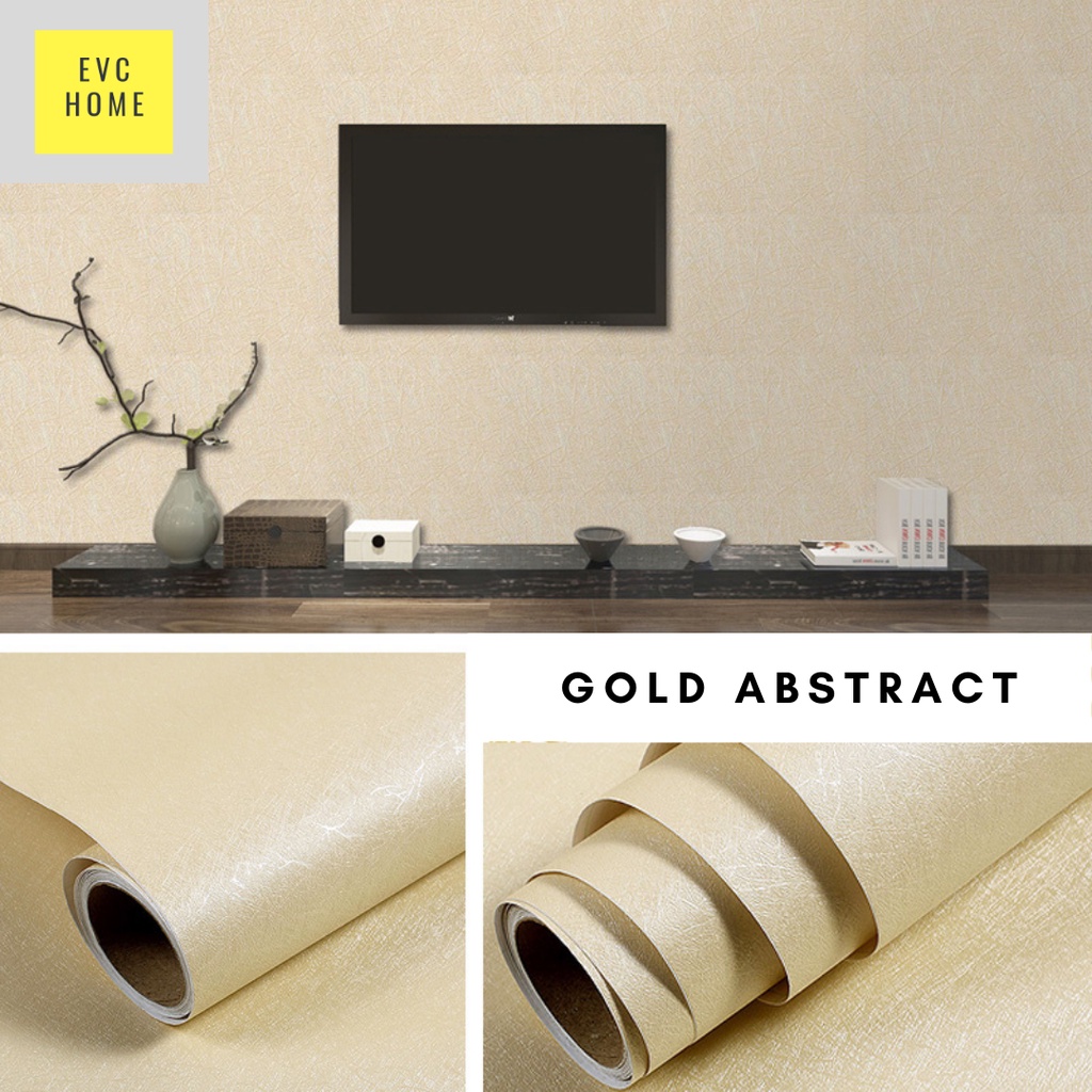 EVCHOME 45CM x 5M Wallpaper Sticker 3D Dinding KOREA PREMIUM - Wallsticker Emboss-Gold Abstract