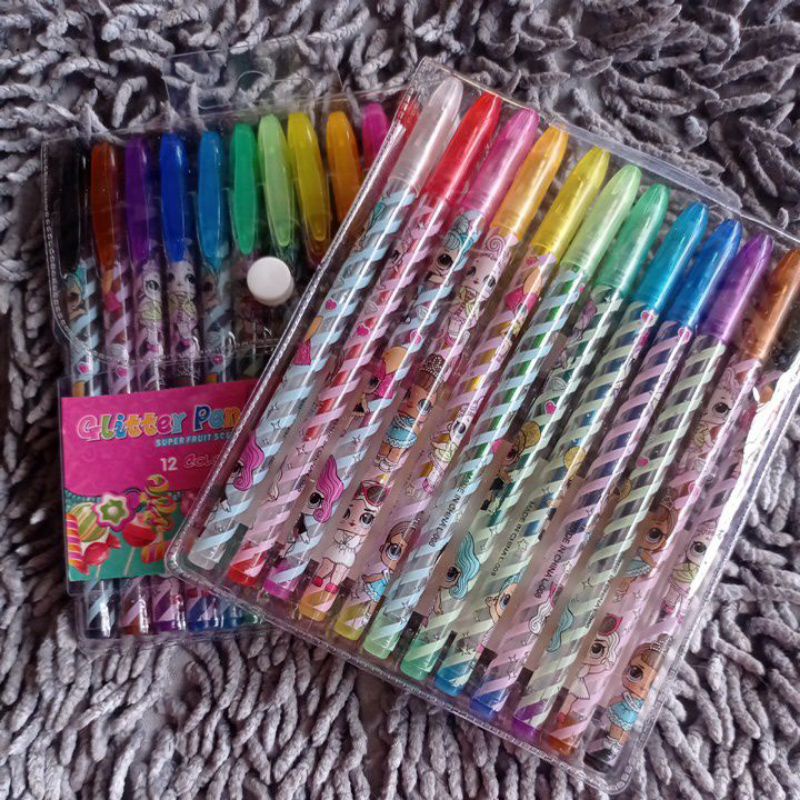 

Pulpen Warna Glitter/Glitter Pen isi 12 warna