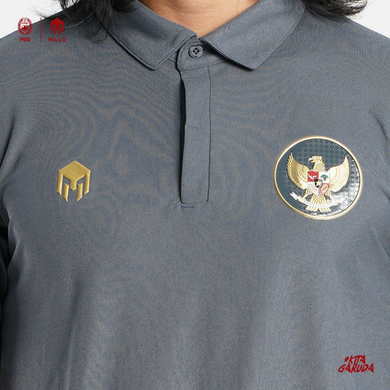 JERSEY TIMNAS GARUDA INDONESIA 2020 MILLS 17001GR POLO SHIRT TIMNAS INDONESIA ORIGINAL GREY