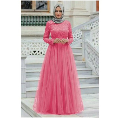 Gamis Lebaran 2021 Remaja Model Gamis Terbaru Ed Syari Almaer Bahan Brokat Maxy Ld 96 Pj130