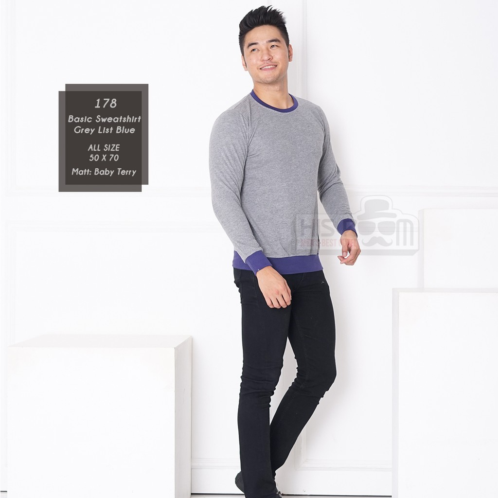 HSRM - Basic Sweater Pria Kaos Pria Lengan Panjang Sweatshirt Polos Premium Sweater Polos 265