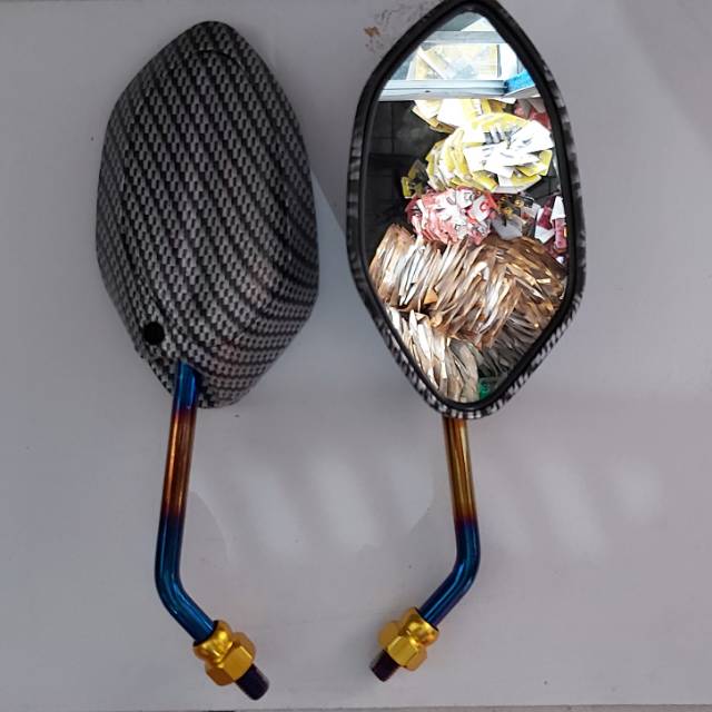 Spion Beat Karbon Tangkai Pendek 2tone drat 14 beat scoooy genio vario pcx