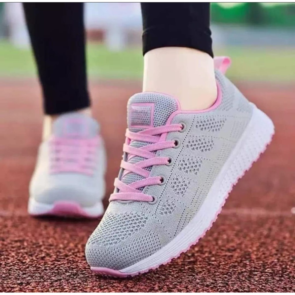 DAC -BIG SALE SPON SPORT ABU PINK / SEPATU JOGGING OLAH RAGA WANITA LARI JALAN/SEPATU SANYAI WANITA