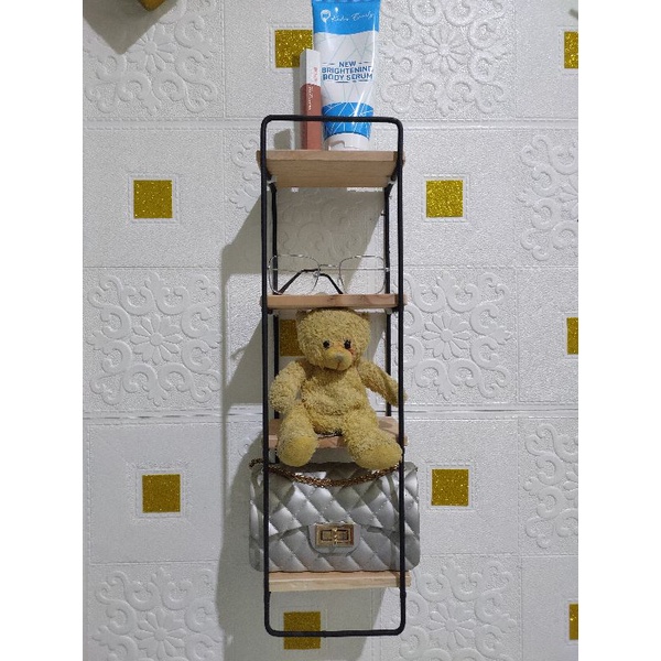 Rak Dinding Minimalis Vintage Ambalan 4 Susun - Dekorasi Dinding-5