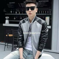 JAKET KOMBINASI FLECEE , jaket kulit pria,jaket kulit sintetis pria,jaket kulit semi kulit PRIA