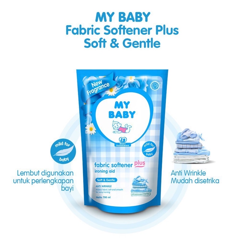 Pewangi Pakaian Bayi MY BABY Fabric Plus Ironing Aid Soft &amp; Gentle Softener 700mL