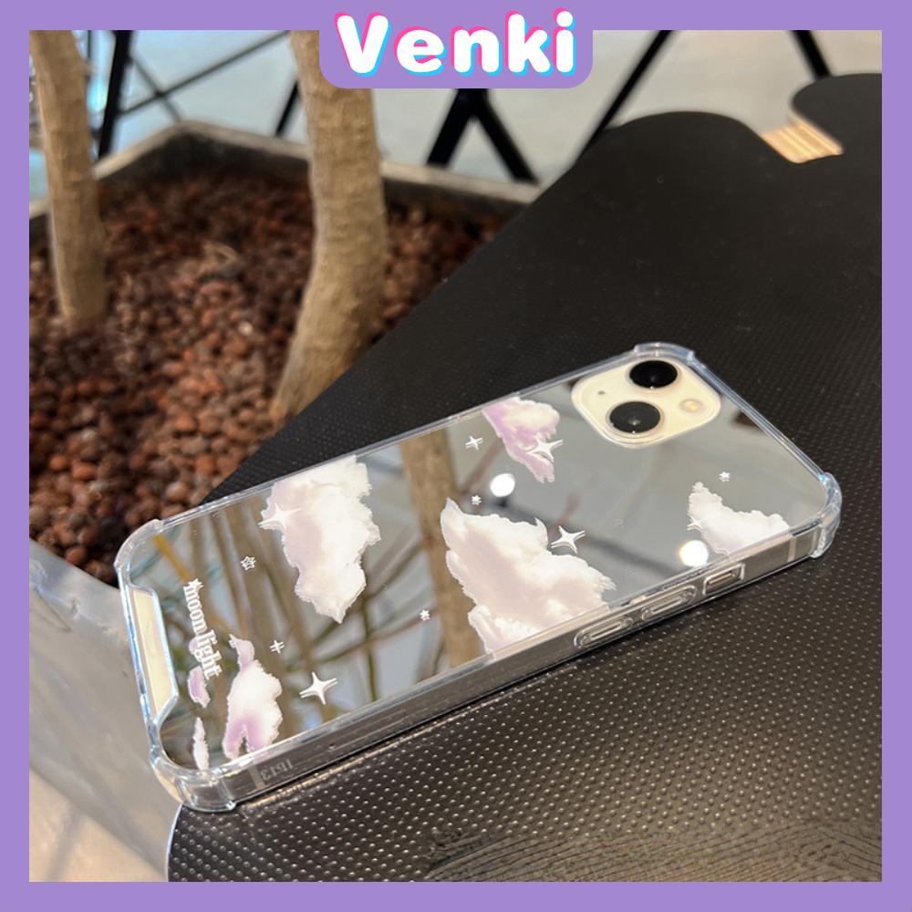 iPhone Case Acrylic Reflective Mirror Airbag Shockproof Protection Camera Clouds Stars Compatible with iPhone 11 iPhone 13 Pro Max iPhone 12 Pro Max iPhone 7 Plus iPhone xr