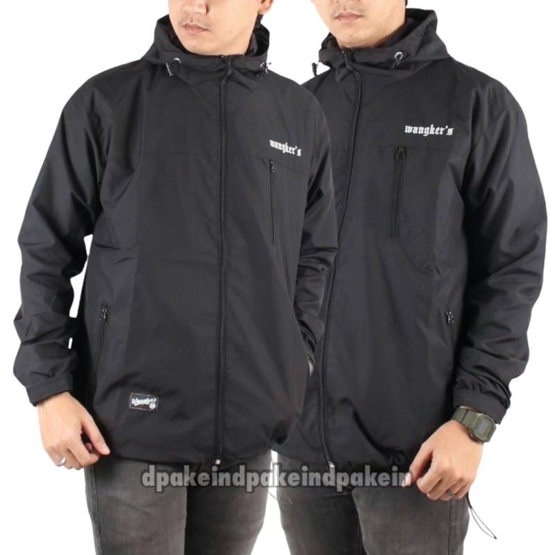 Jaket Outdoor More Wangker’s Jaket Parasut Pria Jaket Distro Jaket Running Hitam