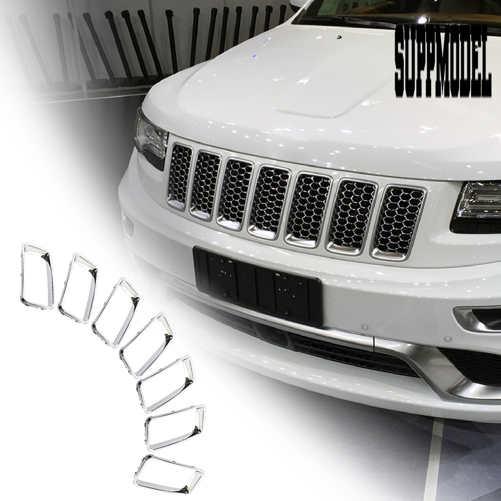 7pcs / Set Ring Cover Trim Grill Depan Mobil Jeep Grand Cherokee 2014-2016